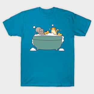 Bubble Bath Squirrel and Tabby T-Shirt